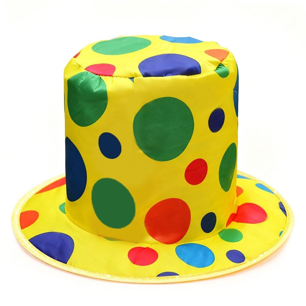 1698 Clown Polka Dot Top Hat Funny Jester Rainbow Hat/Cap For Halloween